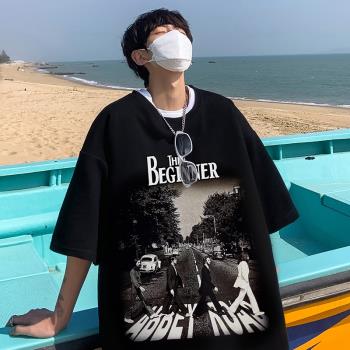 歐美高街潮流短袖男夏季百搭潮牌半袖t恤ins寬松大碼嘻哈痞帥上衣