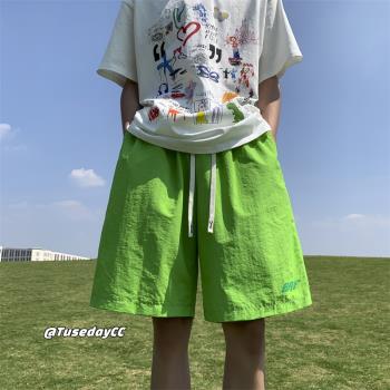 沙灘短褲男夏季日系復古cityboy五分褲男士速幹運動褲休閑中褲子