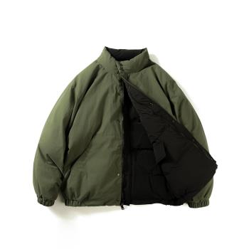 潮短款保暖立領雙面穿休閑羽絨服