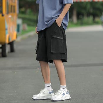 boy大口袋日系直筒寬松工裝短褲