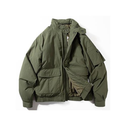 羽絨服男加厚立領90白鴨絨冬款上衣日系復古潮牌工裝寬松面包服男