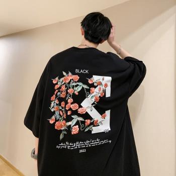 320g重磅t恤短袖男夏季美式高街潮牌oversize復古歐美潮流衣服男