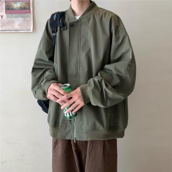 棒球服男2023新款秋季潮牌美式復古vintage外套青少年飛行員夾克