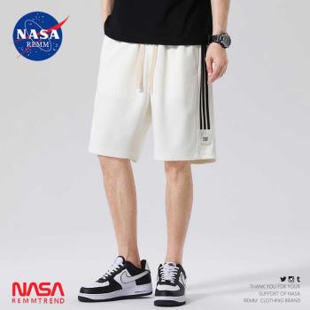 NASA聯名側邊條紋運動短褲男夏季新款百搭寬松中褲潮牌休閑五分褲