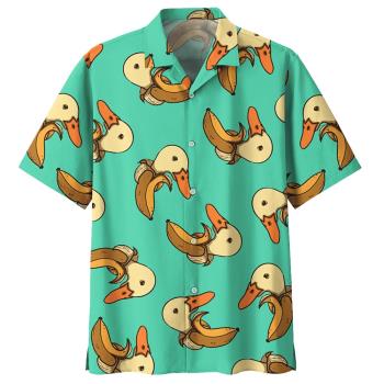 Casual 3D printed short-sleeved shirt 休閑3D印花短袖襯衫男士