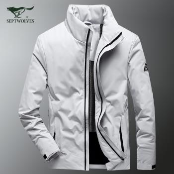 七匹狼短款帥氣立領潮輕薄羽絨服