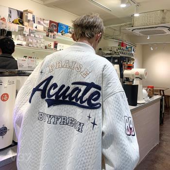 高階感外套男美式街頭棒球服秋季潮牌復古寬松休閑上衣飛行員夾克
