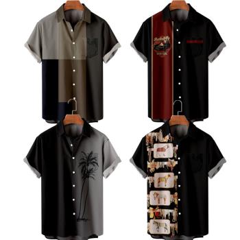 Casual 3D printed short-sleeved shirt 休閑3D印花短袖襯衫上衣