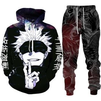 Hooded 3D printed sweater two-piece set 連帽3D印花衛衣兩件套