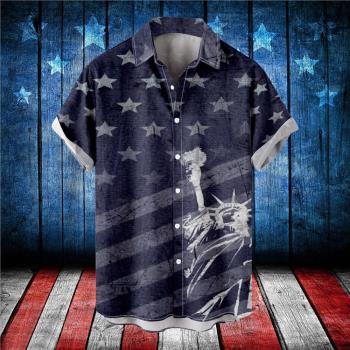 Short sleeve 3D print lapel shirt top 短袖3D印花翻領襯衫上衣