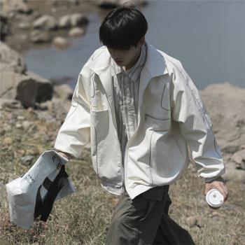男士皮夾克春秋款2023新款痞帥機車服美式高街潮流帥氣皮衣外套男
