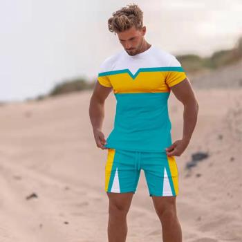 Round neck sports 3D printed vest set 圓領運動3D印花背心套裝