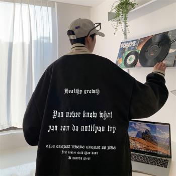 vintage棒球服男款美式復古鹿皮絨外套春秋高階感上衣飛行員夾克