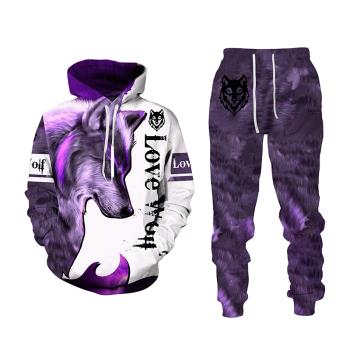 Loose 3D printing casual pants suit 寬松3D印花休閑衛褲套裝男