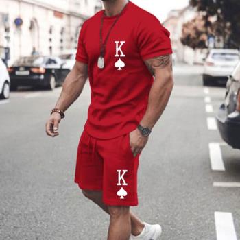 Round neck sports printed shorts set圓領運動印花短褲套裝男士