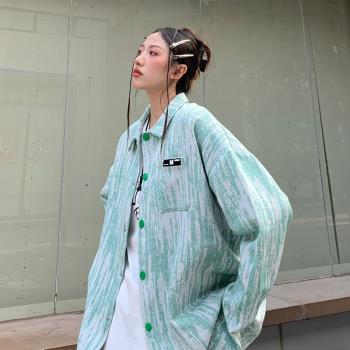 美式街頭風夾克男春秋款潮牌扎染上衣hiphop高街外套痞帥男裝衣服