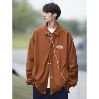 燈芯絨外套男秋季潮流日系復古cityboy夾克戶外休閑運動上衣男款