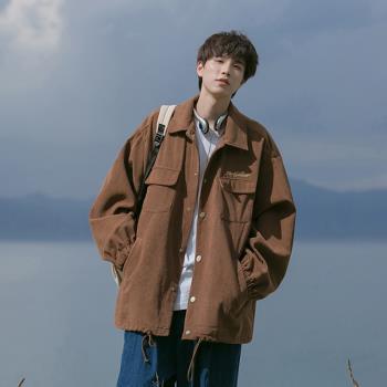 燈芯絨外套男款春秋季新款美式復古潮牌衣服工裝日系夾克休閑上衣