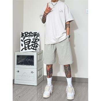短褲男士夏季寬松休閑五分褲美式oversize褲子大碼寬松運動中褲男