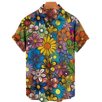 3D printing loose fashion lapel shirt 3D印花寬松時尚翻領襯衫