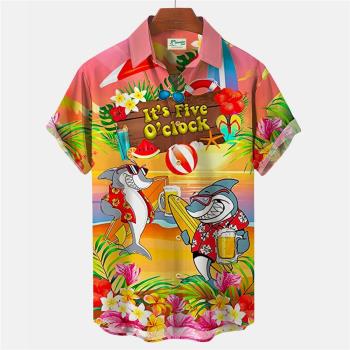 3D printing loose lapel shirt for men 3D印花寬松翻領襯衫男士