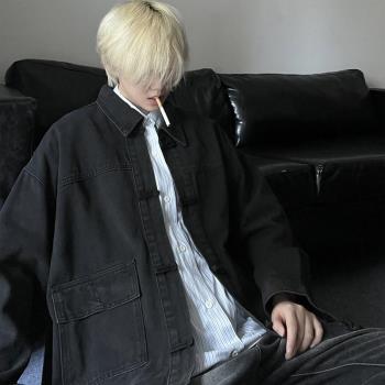 牛仔外套男款美式潮牌復古水洗上衣男秋季高階感痞帥男裝翻領夾克