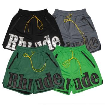 夏季美式街頭拼接刺繡字母網眼透氣速幹潮籃球訓練流行運動短褲男