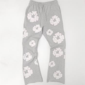 DENIM TEARS發泡木棉花高須邊街衛褲休閑微喇褲長褲