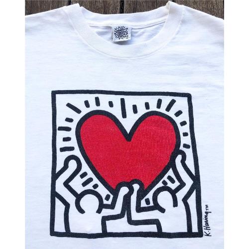 設計感藝術風短袖舉手凱斯哈林卡通印花T恤圓領休閑寬松純棉男女