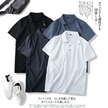 無痕壓膠工藝！翻領商務休閑短袖T恤男士夏款舒適透氣半袖上衣服