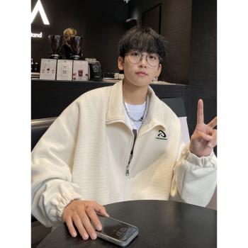 華夫格外套男春季2024新款潮流休閑夾克青少年大學生帥氣運動上衣