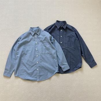 復古水洗Regular Collar Chambray紫標牛仔長袖襯衫24SS NT3361N