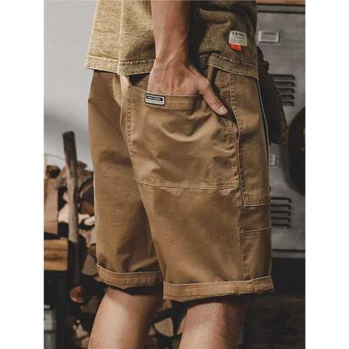 美式復古工裝短褲男士夏季阿美咔嘰硬漢風中褲純棉薄款寬松五分褲