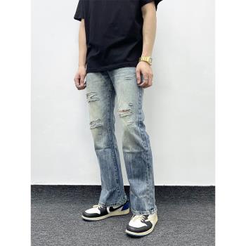 破洞復古修身顯瘦男女夏季牛仔褲