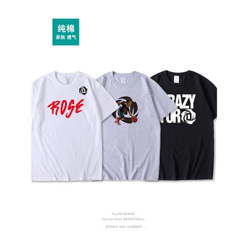 羅斯籃球短袖T恤男rose尼克斯運動青少年寬松大碼純棉圓領訓練服