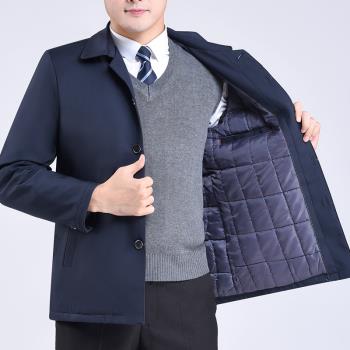 中年秋冬夾棉加厚爸爸上衣外套