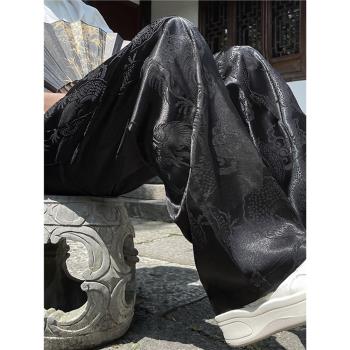 龍紋新中式國風提花冰絲垂感西裝
