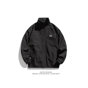春季山系復古立領工裝外套男款春秋寬松百搭vintage休閑戶外夾克