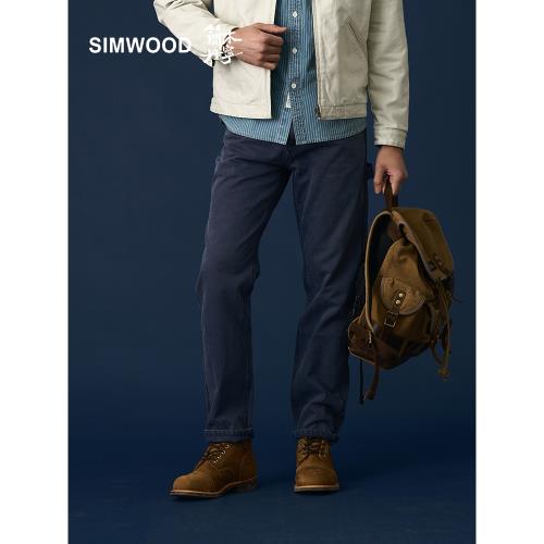 Simwood簡木丹寧【RS04合體直筒】12盎司珠帆重水洗工裝褲男