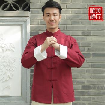 粗布棉麻長袖外套太極服新品唐裝