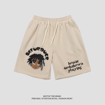 夏季歐美嘻哈慵懶風學生運動褲男生短褲潮ins街頭hiphop五分中褲