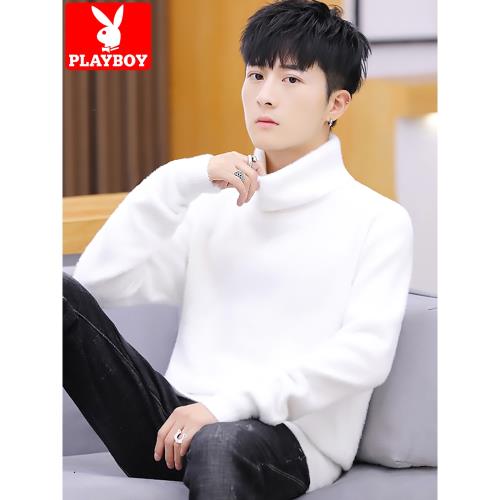 花花公子高領毛衣男韓版潮流牌秋冬季寬松百搭加厚保暖打底針織衫