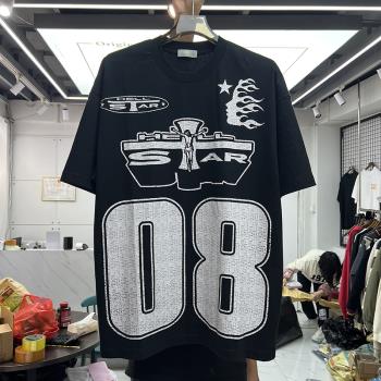 嘻哈美式街頭復古數字08號短袖