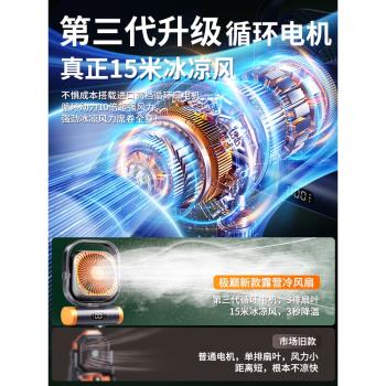 4萬毫安】戶外露營充電電風扇超長續航小型便攜式usb製冷空調超靜音可掛帳篷夏天釣魚降溫神器大風力2024新款