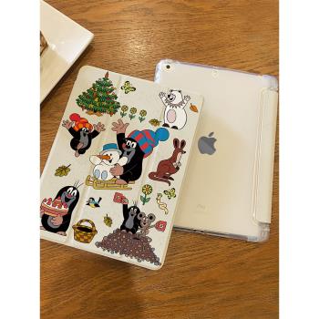 適用於ipad保護套mini6帶筆槽air5/4/3平板殼pro11卡通動物2022矽膠10.9寸氣囊防摔ipad10/9十代透明2021三折