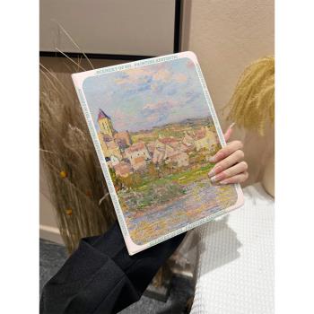 適用於ipad保護殼air5平板套2021款10.2寸書本式pro11帶筆槽ipad10/9代2022蘋果mini6蠶絲紋12.9簡約風景4/3