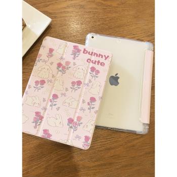 適用於ipad保護套10.9寸矽膠air5/4/3平板殼ipad10/9十代兔子2022三折玫瑰mini6氣囊防摔pro11帶筆槽2021透明