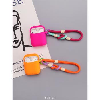 適用於蘋果AirPodsPro2藍牙耳機套C口AirPods3/4代掛繩typec耳機殼芭比粉手腕繩防摔連體2代矽膠一體保護套