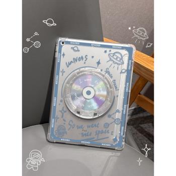 適用ipadair5保護套彩虹光碟2022新款蘋果air5/4/3帶支架pro11可旋轉10亞克力平板mini6/5後殼第9代防摔10.2