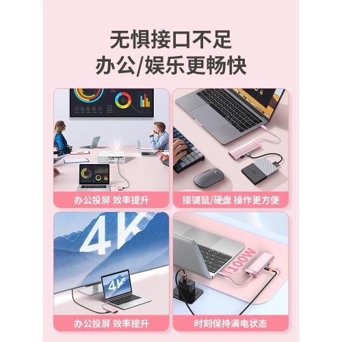 適用蘋果電腦轉接頭macbook拓展塢pro網線轉換接口air筆記本擴展塢2多接口typec轉rj45以太網口USB千兆網絡m1